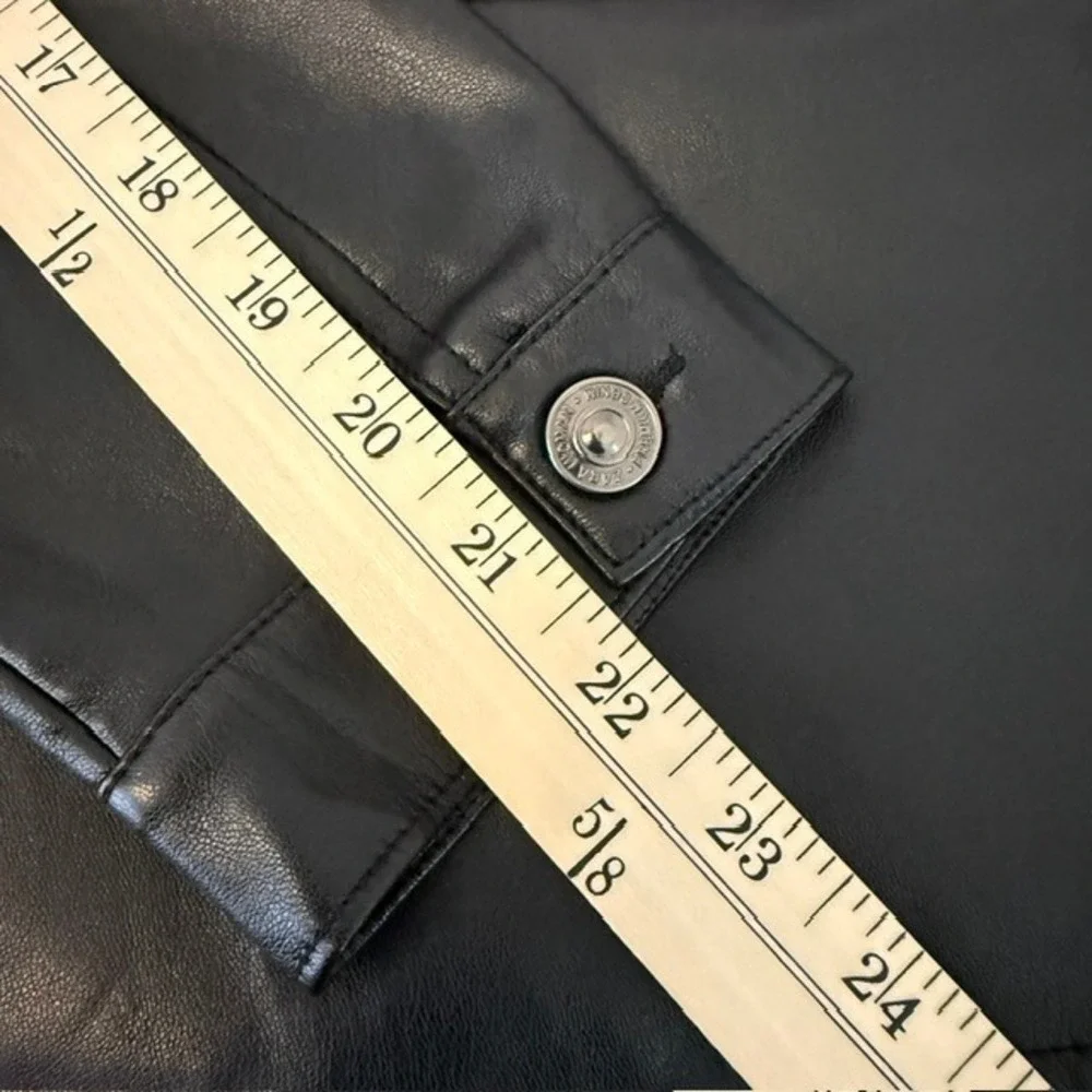 Zara Faux Leather Overshirt Jacket Button Front Pockets Super Soft Black Small